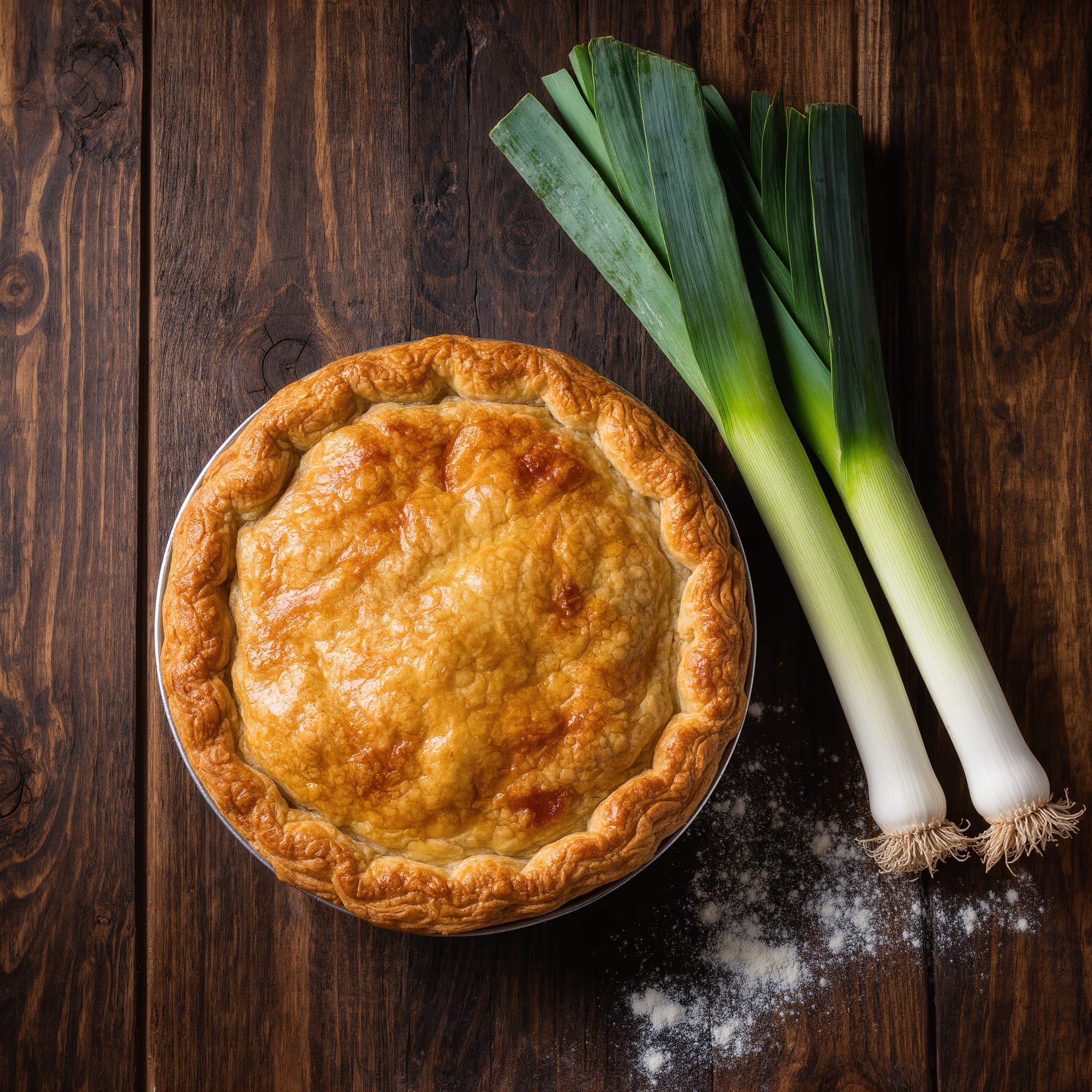 Double-crust chicken and leek pie