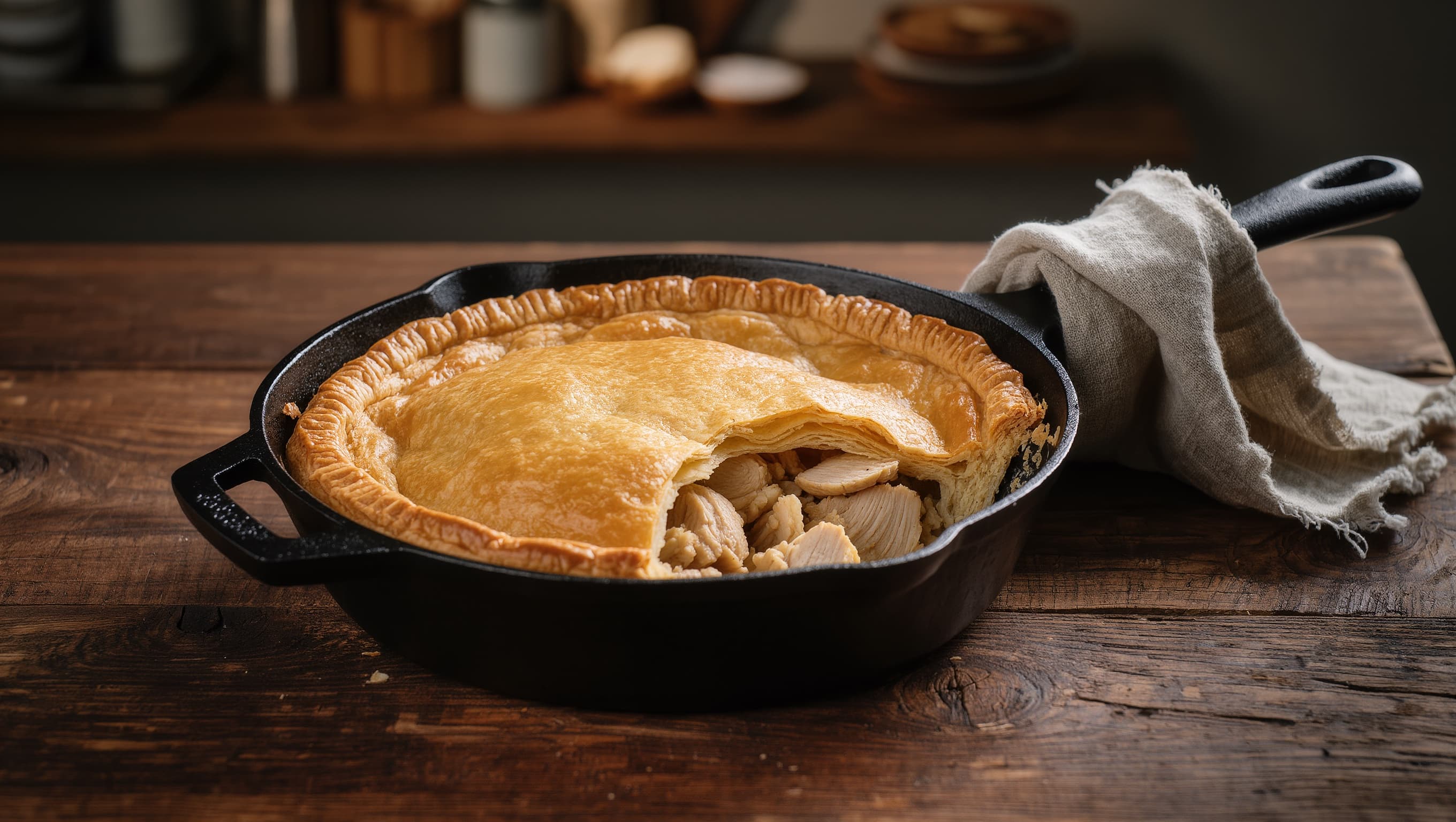 Weeknight skillet chicken pie